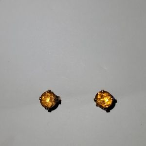 14k Gold Plated Citrine Stud Earrings